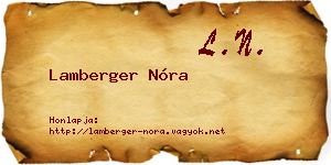 Lamberger Nóra névjegykártya